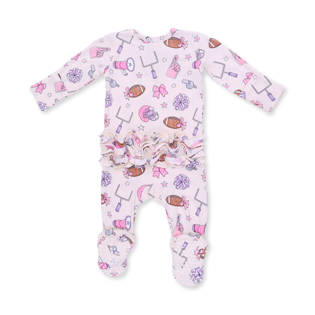 Football Cheer 2 Way Ruffle Back Zipper Footie