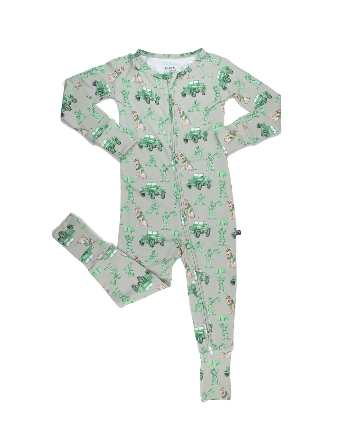 Lev Baby Poppy Convertible Romper / Army Jeep (Major)