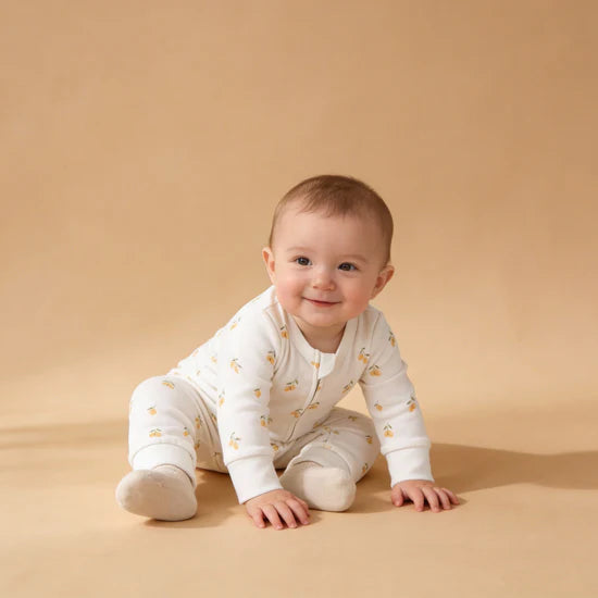 Organic 2-Way Zip Romper / Lemons