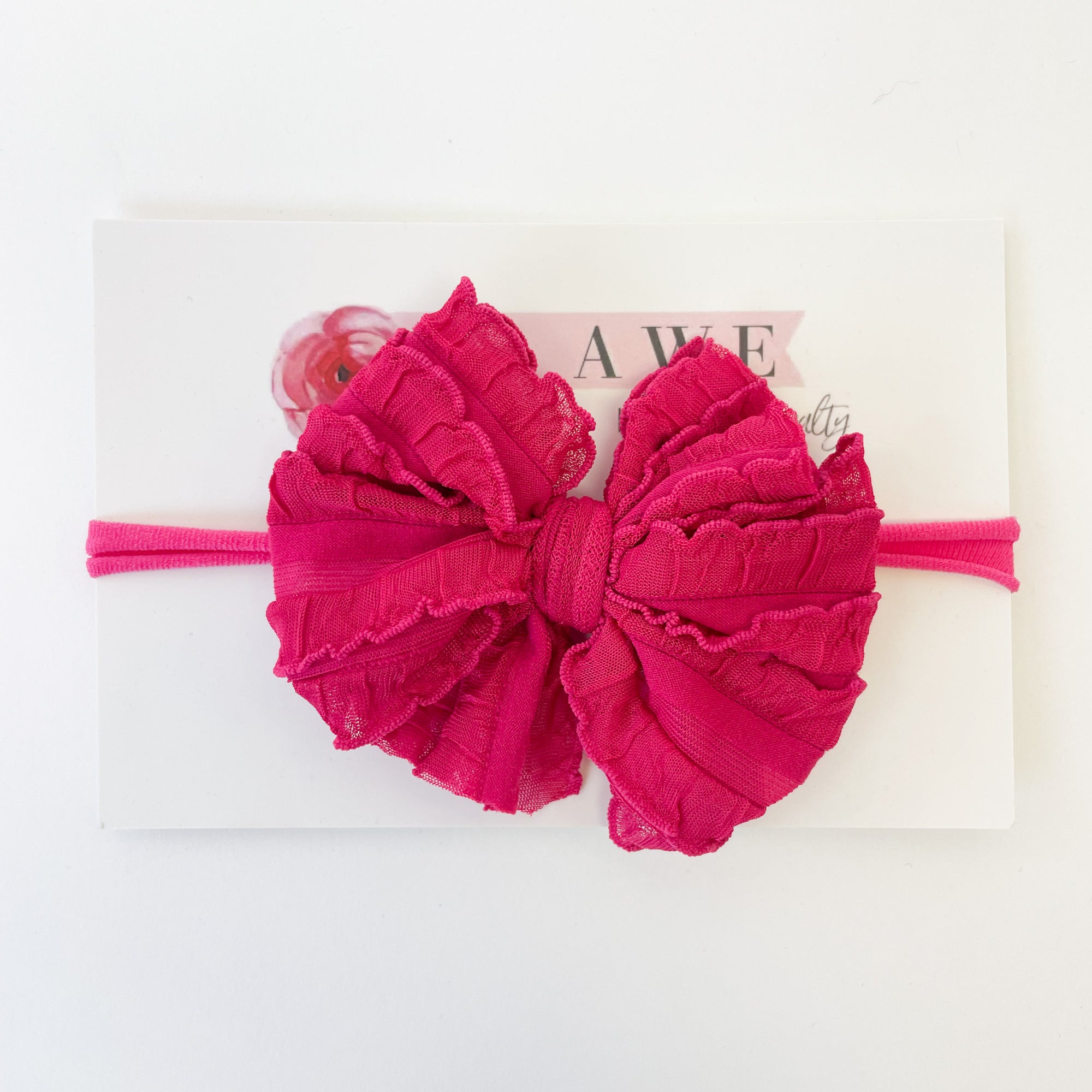 Skinny Mini Ruffle Headband - Wild Pink Mini