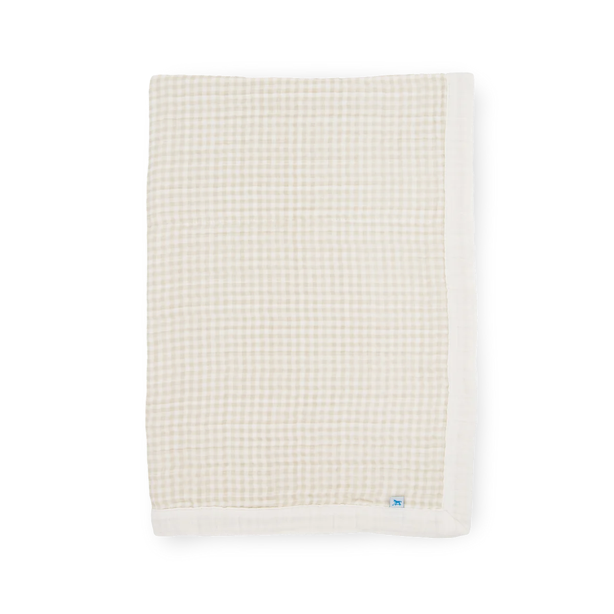 Little Unicorn Cotton Muslin Baby Quilt (30"x40") / Tan Gingham