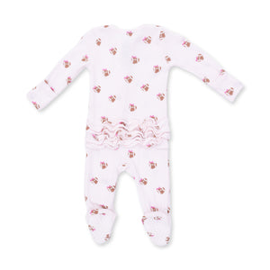 Mini Football Hearts 2 Way Ruffle Back Zipper Footie