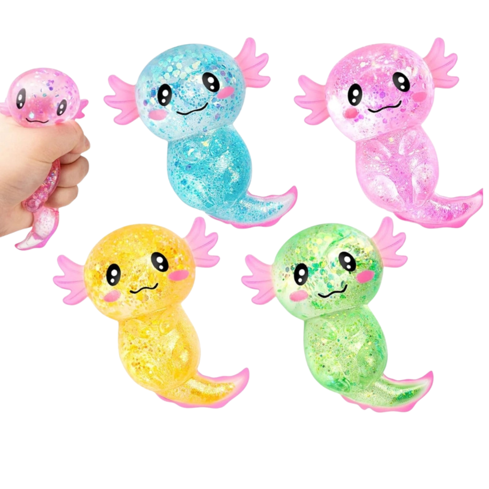Cute Axolotl Glitter Squishy Toy