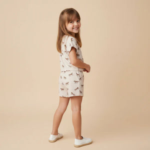 Organic Drop Shoulder Tee & Short Set / Horses
