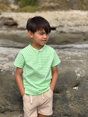 Me & Henry Henley Tee / Neon Green