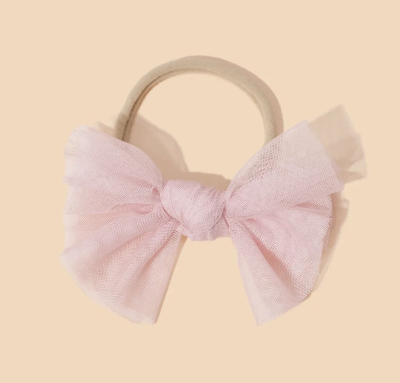 Tulle Headband Bow - Baby Pink