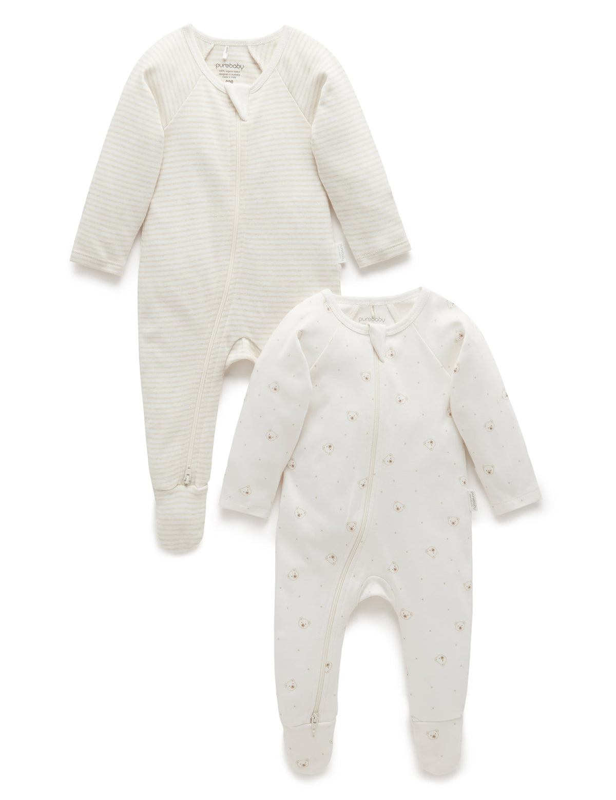 Purebaby Neutral Zip Growsuit Footie