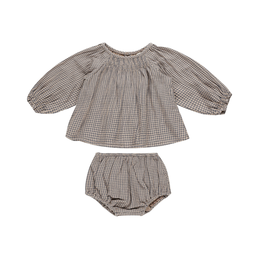 Quincy Mae Cici Set / Indigo Gingham