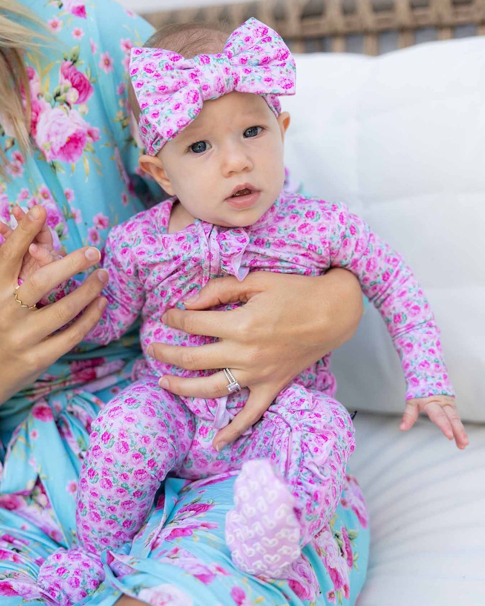 Lev Baby Ruffled Zippered Footie / Maya Pink Peony