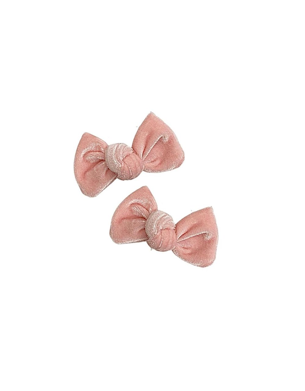 Velvet Piggy Knots Hair Clips - Pink