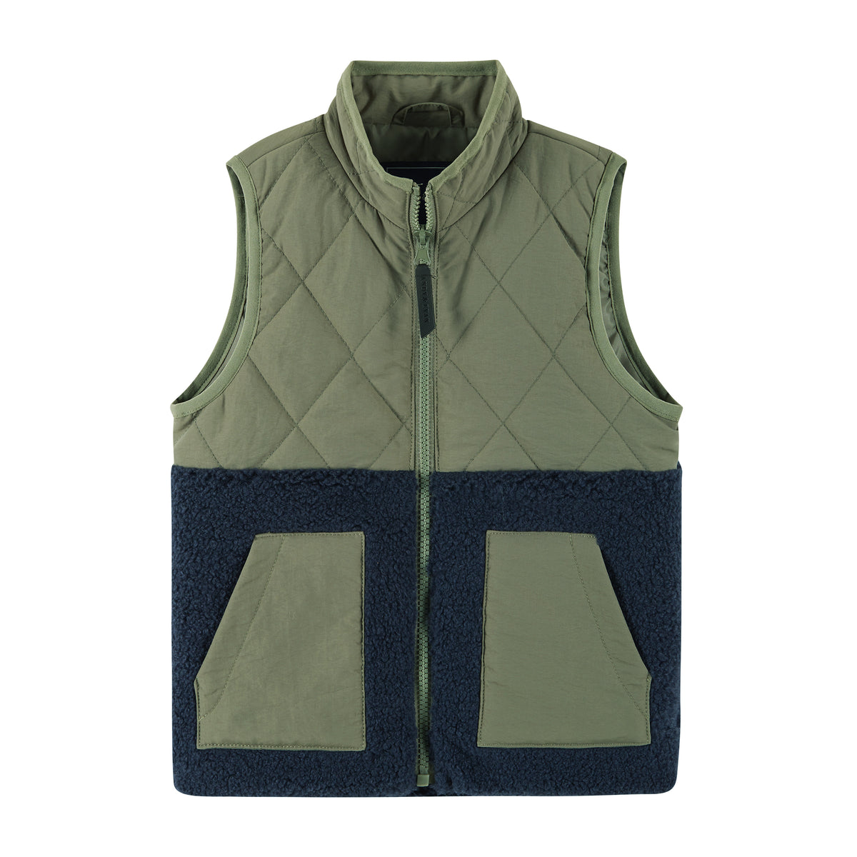 Olive Mixed Media Sherpa Vest