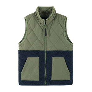 Olive Mixed Media Sherpa Vest