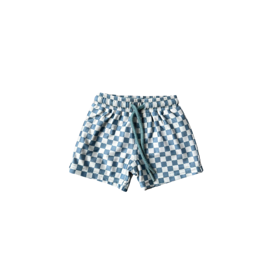 Babysprouts Boy's Swim Shorts / Blue & Green Checkered