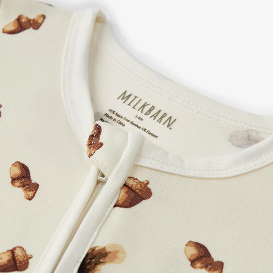 Milkbarn Luxe Stretch Zipper Footed Romper / Chipmunk