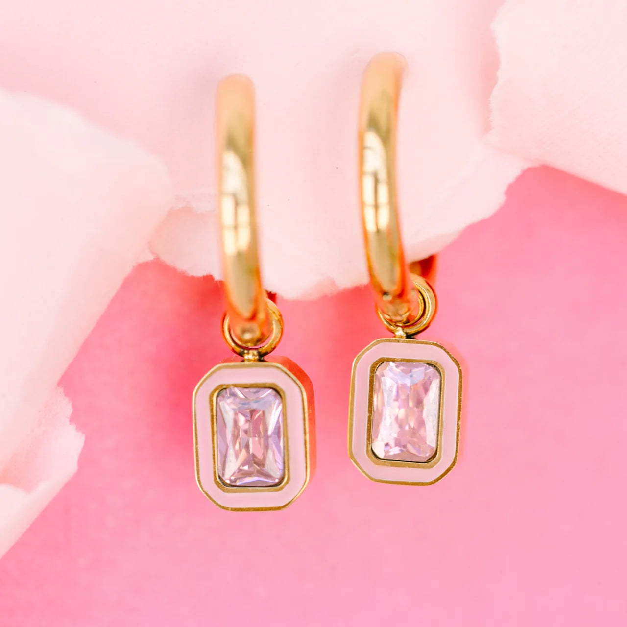 Pierced Pink Gem Earring Charms