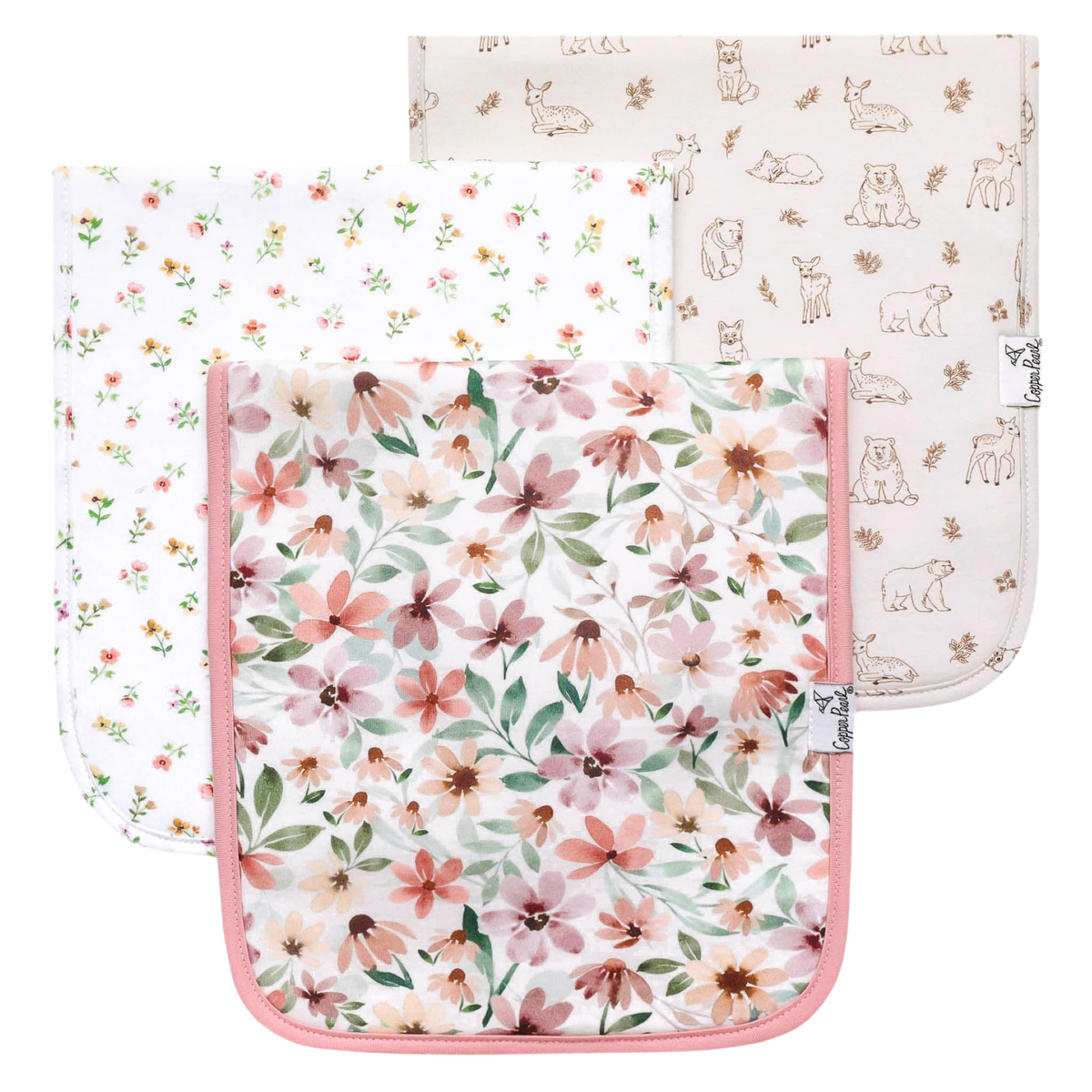 Copper Pearl Premium Burp Cloth Set / Natalie
