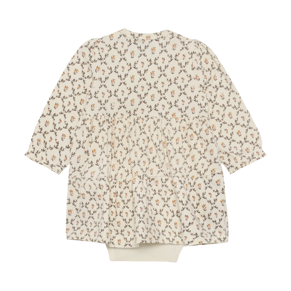 Minymo Floral Bodysuit Dress / Seed Pearl