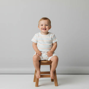 Organic Short Romper / Cabana Stripes