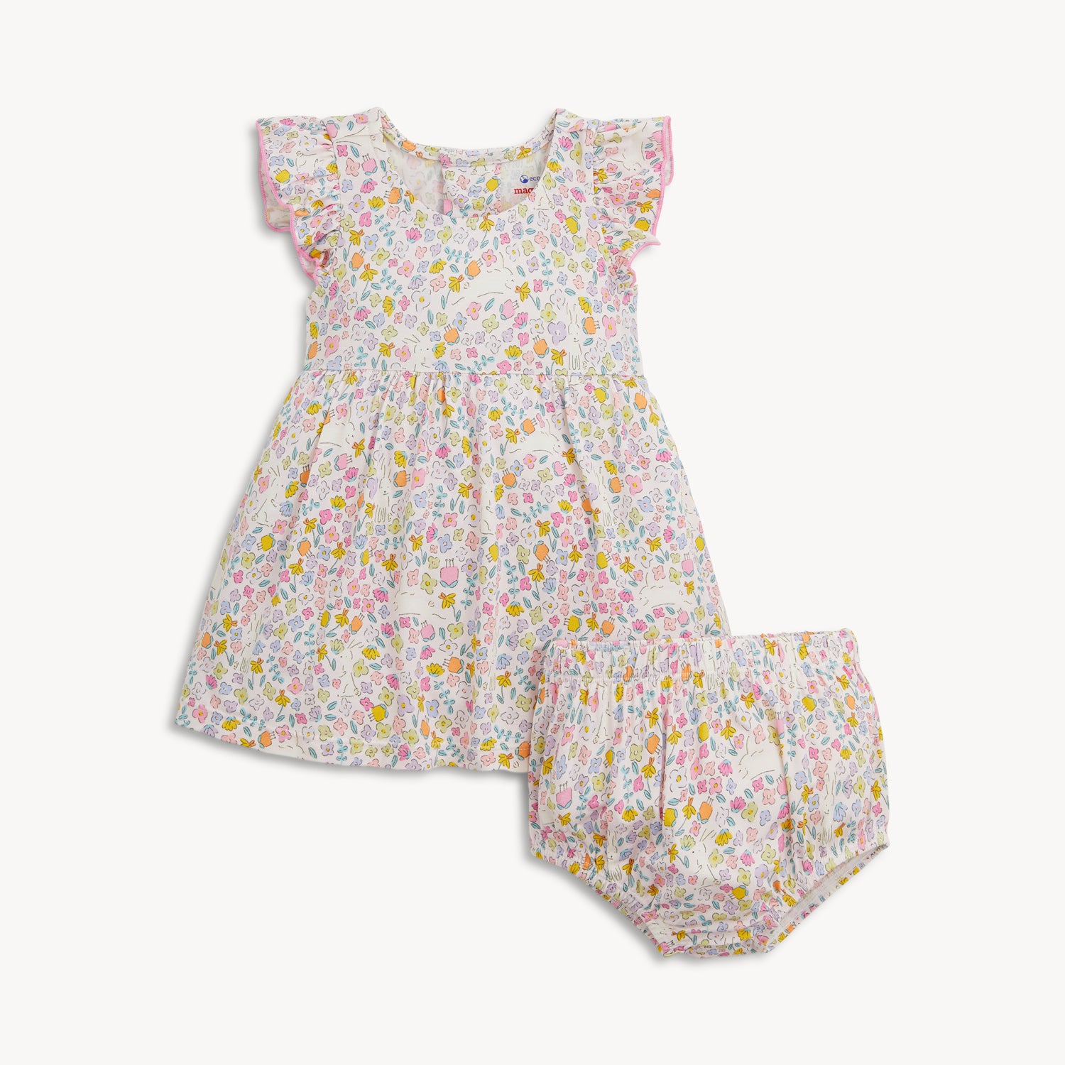 Magnetic Me Ruffle Sleeve Dress with Bloomers / Bunny Blossom