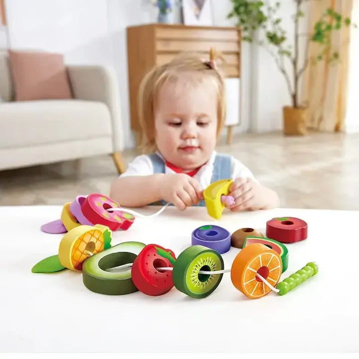 Hape Caterpillar Fruit Feast Threading Toy Set