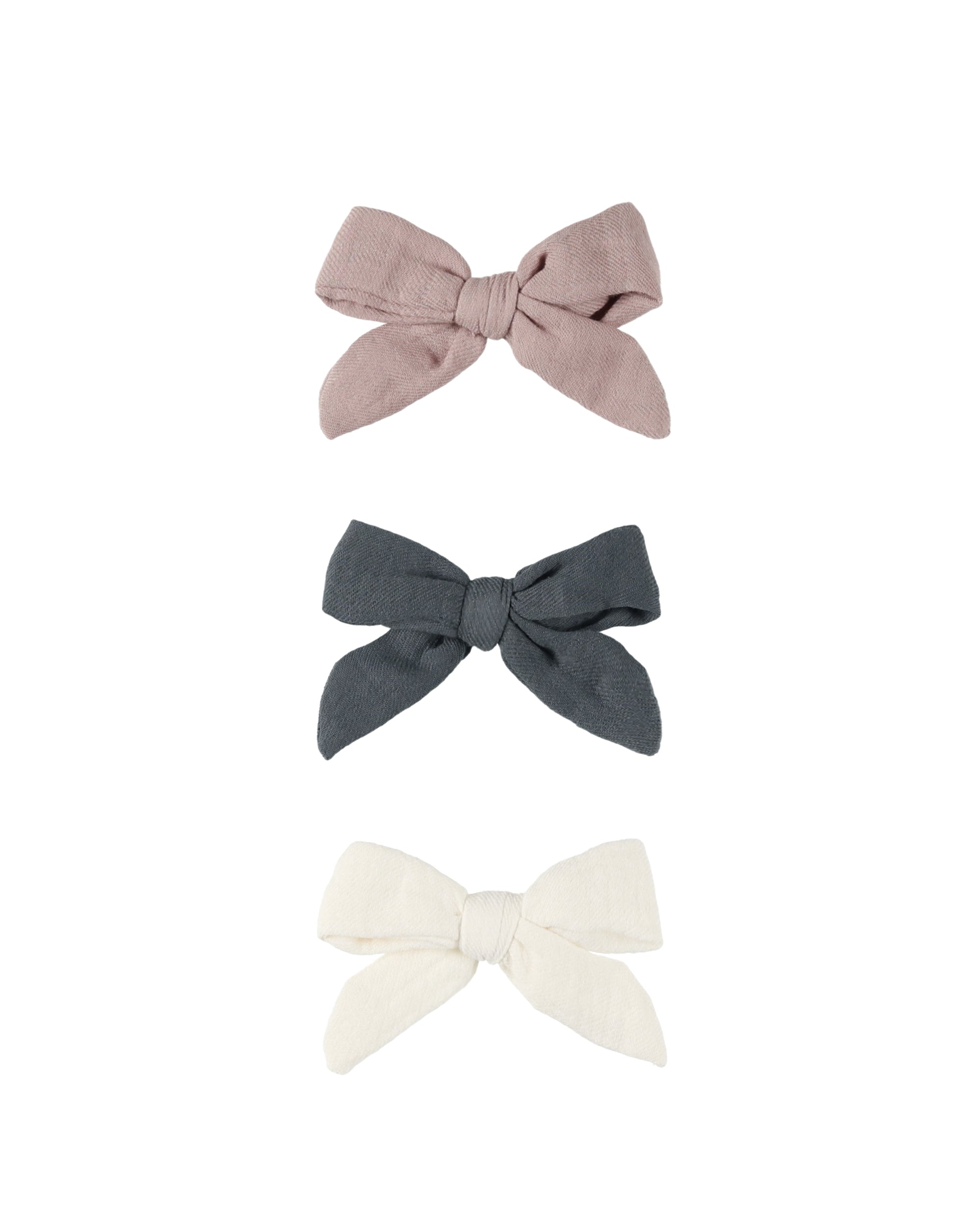 Quincy Mae Hair Bow Clip Set / Ivory, Indigo & Mauve