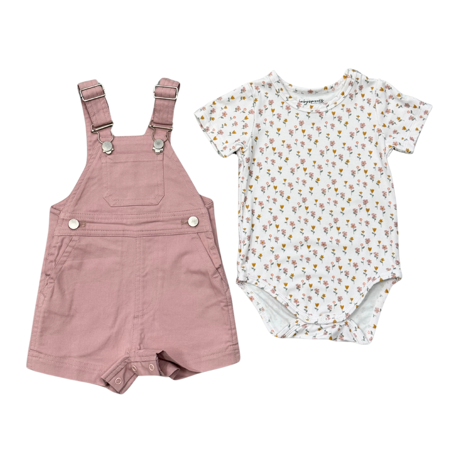 Babysprouts Mauve & Mini Daisy Overalls Set