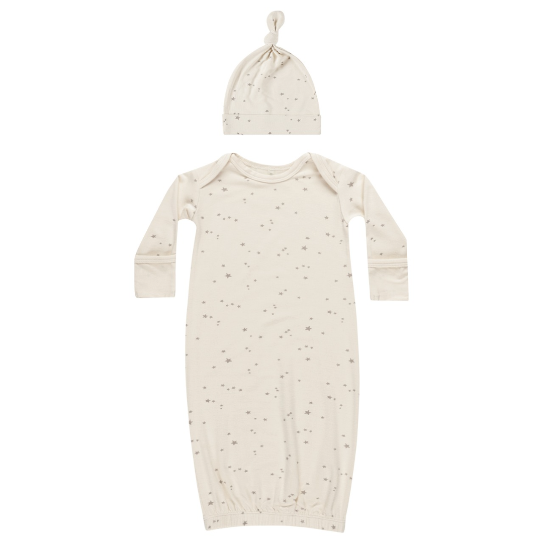 Quincy Mae Bamboo Baby Gown & Hat Set / Twinkle