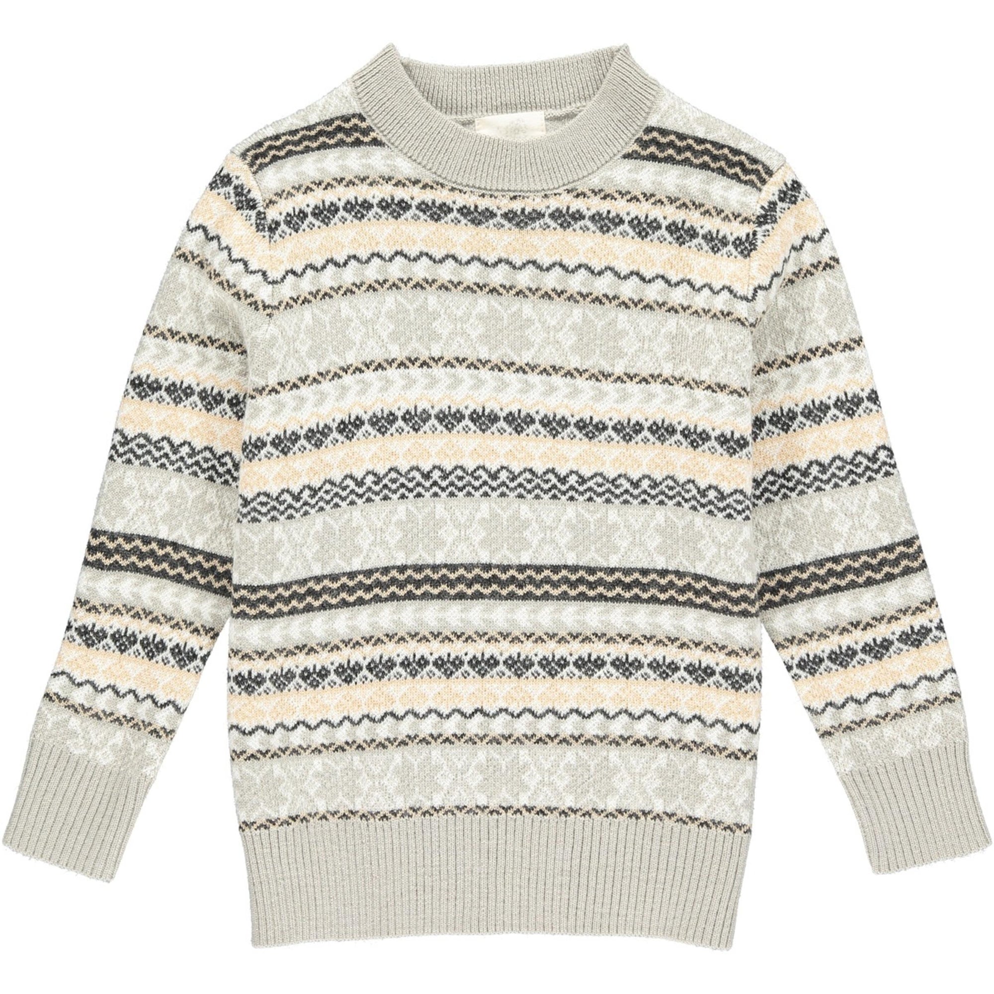 Me & Henry Oslo Sweater / Grey & Beige Fairisle - 5-6 Years