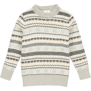 Me & Henry Oslo Sweater / Grey & Beige Fairisle - 5-6 Years