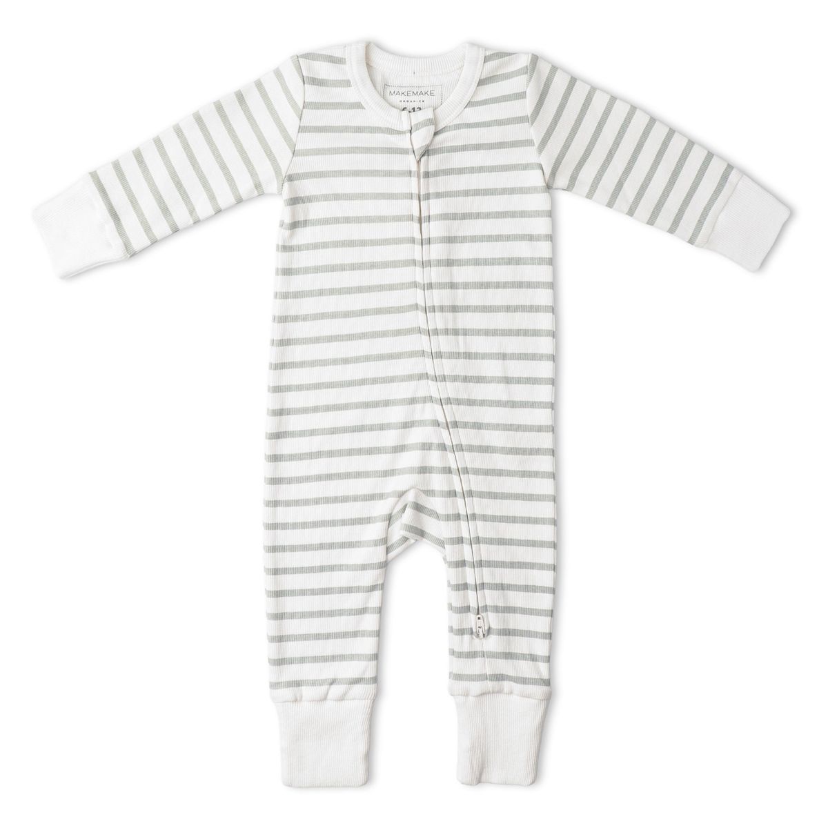 Organic 2-Way Zip Romper / Fog Stripe