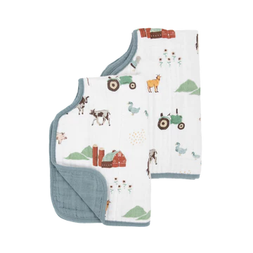 Little Unicorn Cotton Muslin Burp Cloth 2 Pack / Farmyard