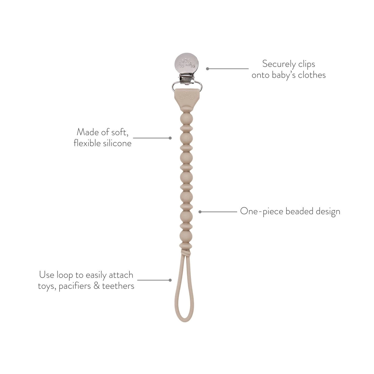 Itzy Ritzy Sweetie Strap Silicone Beaded Pacifier Clip