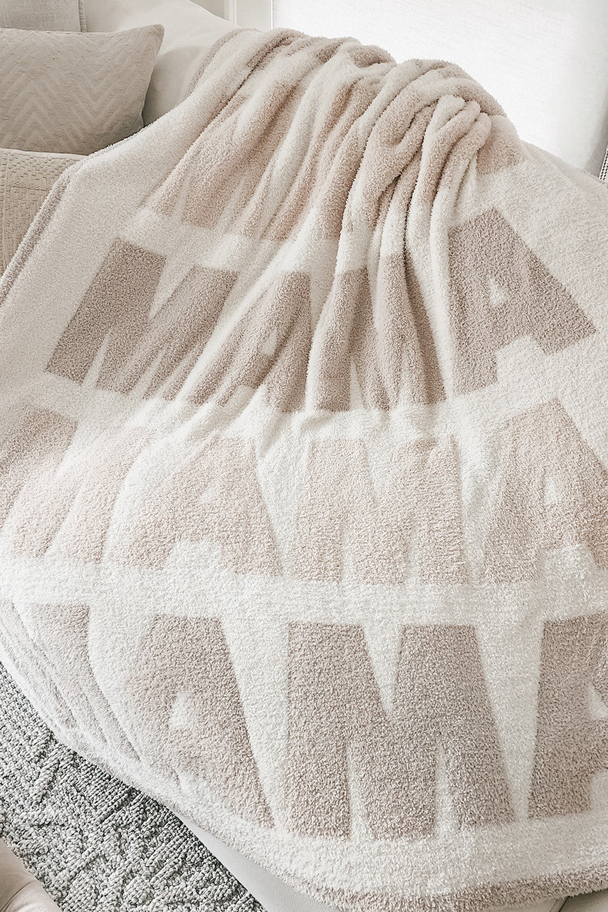 LeLaLo MAMA Throw Blanket - Ivory/Sand
