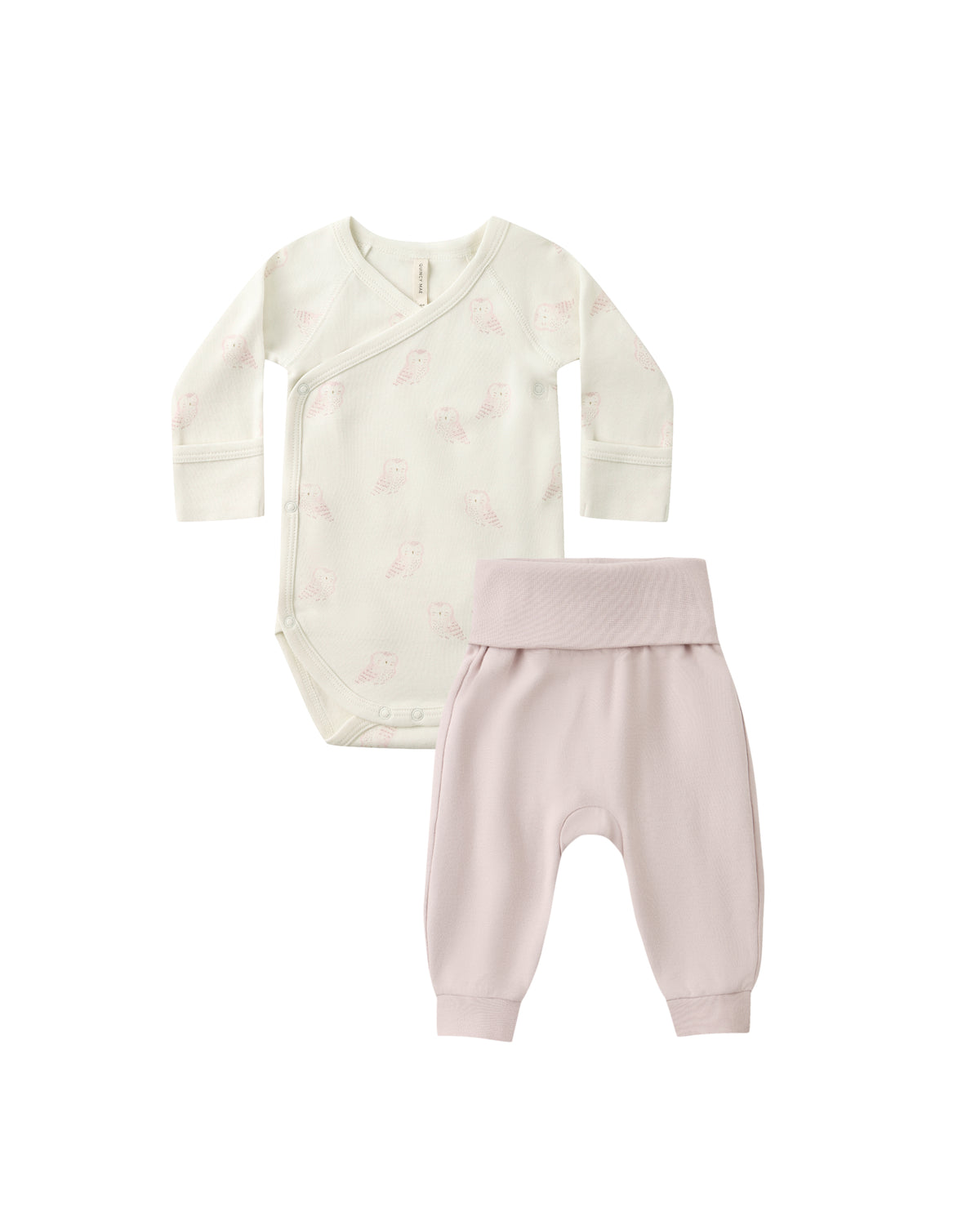 Quincy Mae Side Snap Bodsuit & Pant Set / Snow Owls