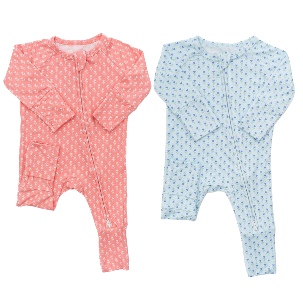 Convertible Zip Sleep Romper / Tulips