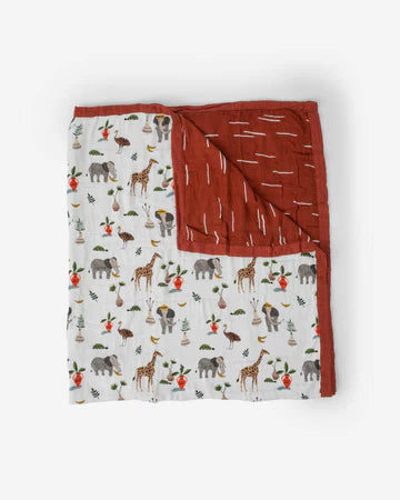 Little Unicorn Deluxe Muslin Quilted Throw (60"x72")  / Safari Social