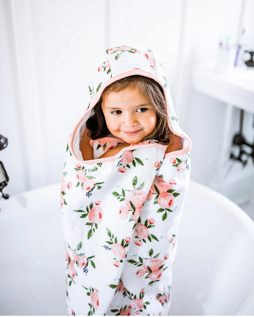 Little Unicorn Toddler Hooded Towel / Watercolor Roses
