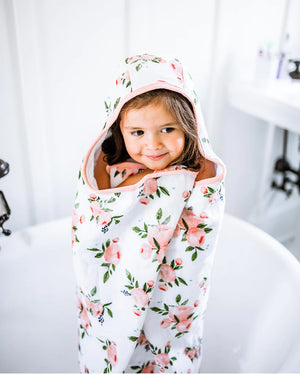 Little Unicorn Toddler Hooded Towel / Watercolor Roses