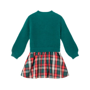 Chenille Plaid Sweater + Skirt Set