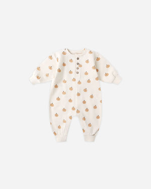 Quincy Mae Relaxed Fleece Jumpsuit / Smiley Pumpkins