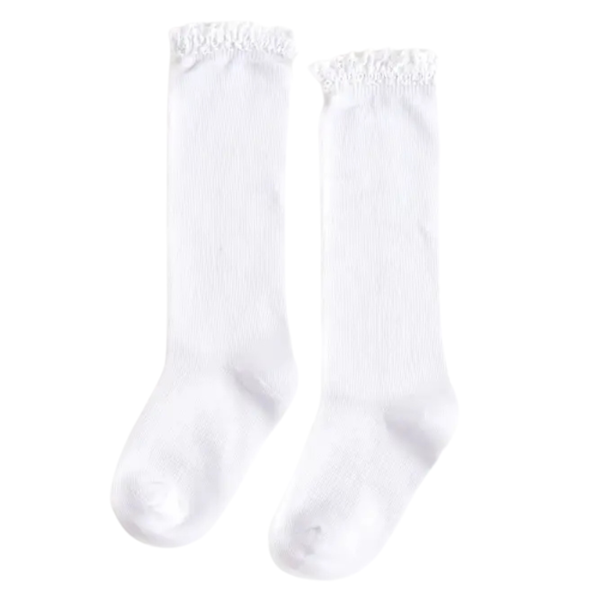 White Lace Top Knee High Socks
