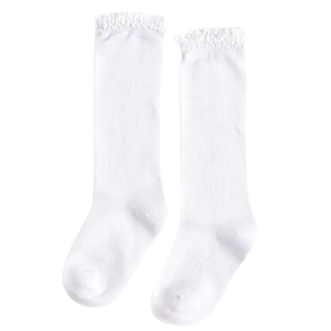 White Lace Top Knee High Socks