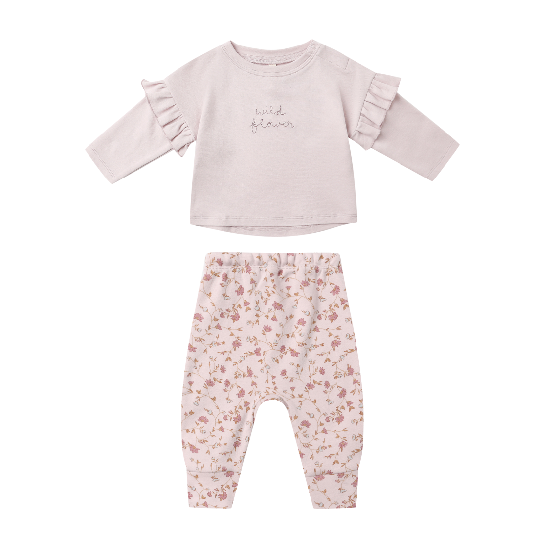 Quincy Mae Relaxed Sweatshirt & Drawstring Pant Set / Wild Flower