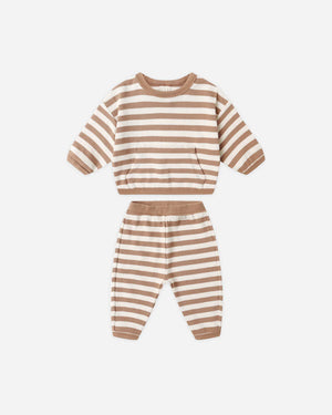 Quincy Mae Waffle Slouch Set / Harvest Stripe