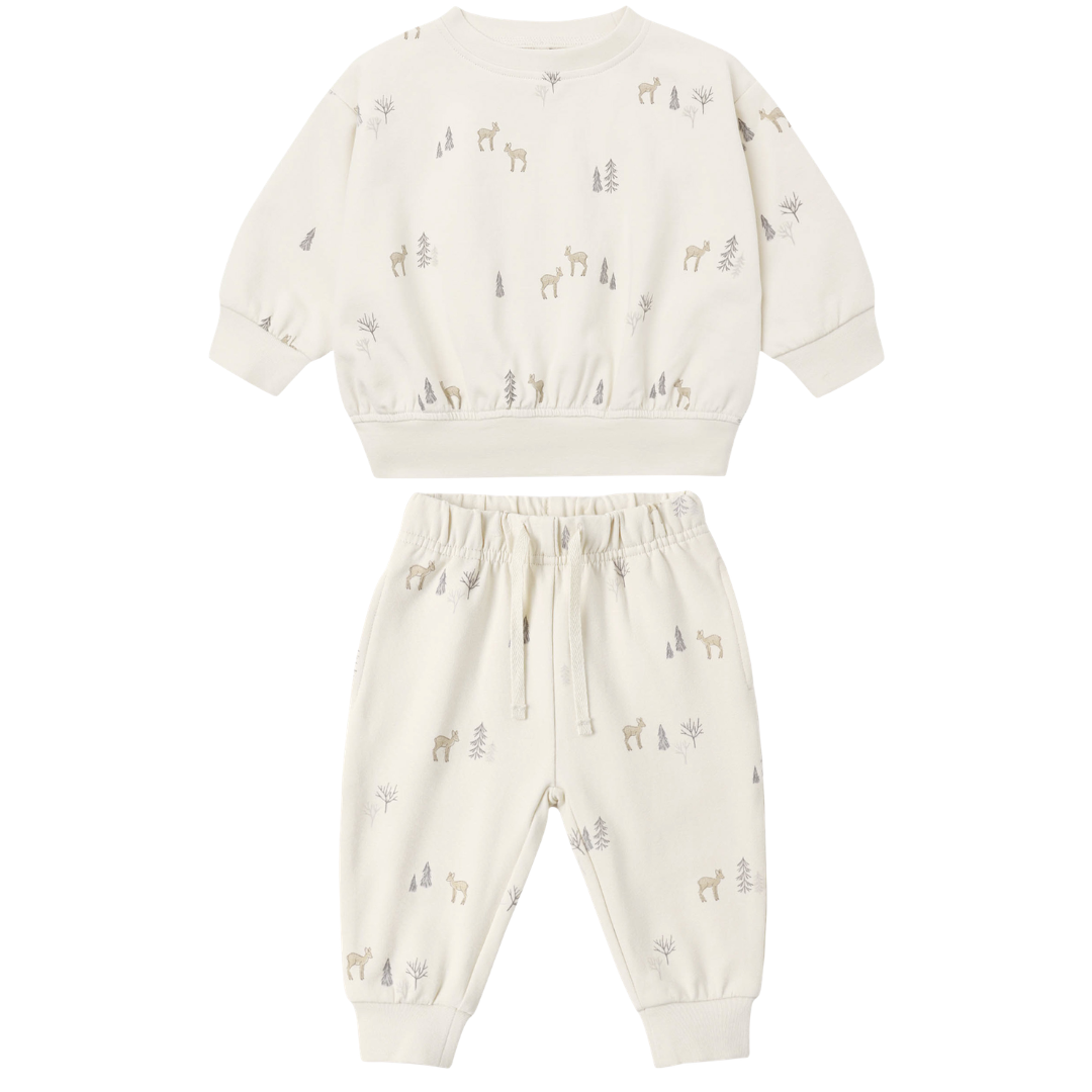 Quincy Mae Relaxed Sweatshirt & Pant Set / Deer