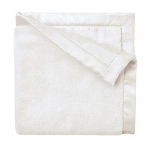 Elegant Baby Satin Trim Flannel Fleece Blanket (20x20) / White