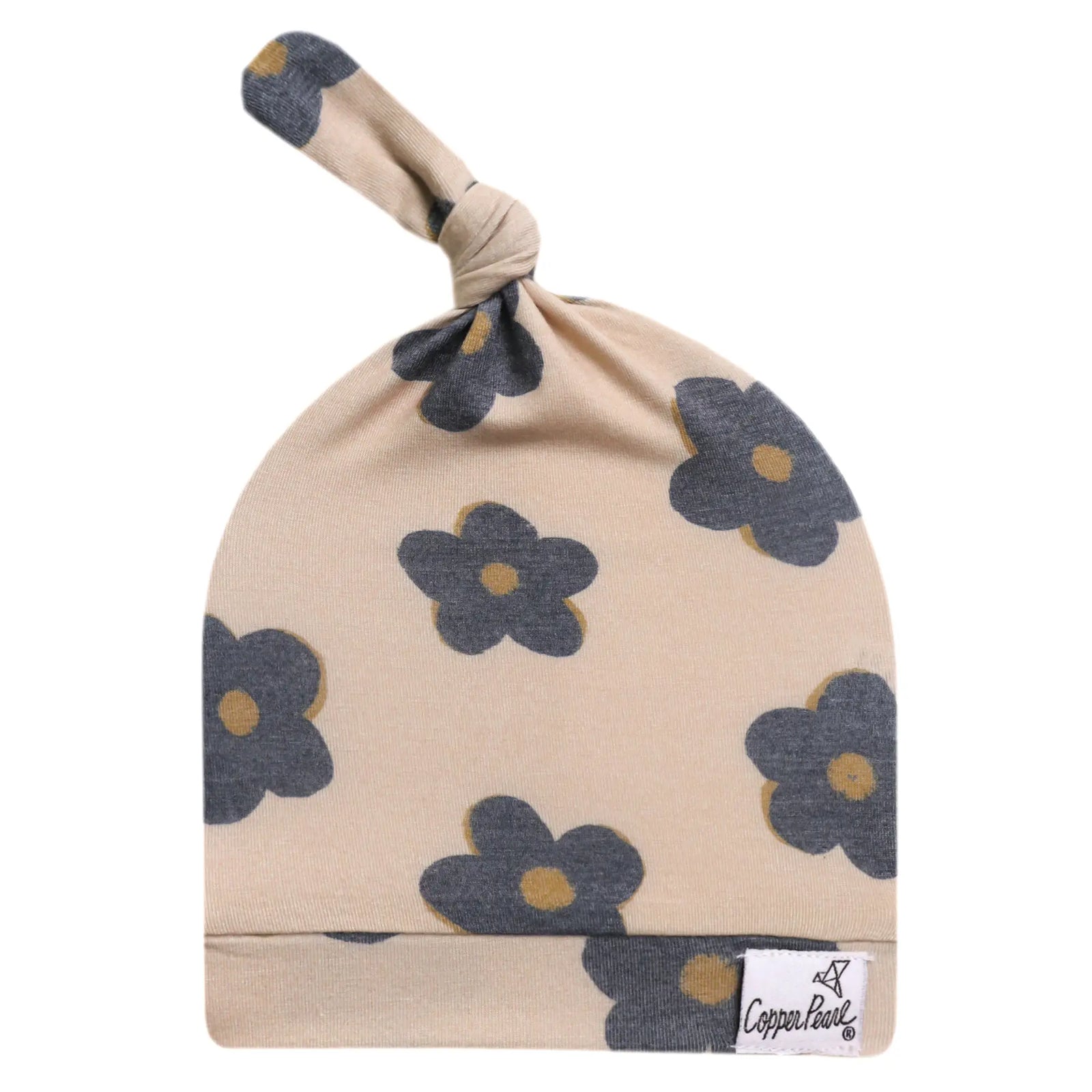 Copper Pearl Top Knot Hat / Gemma in Tan