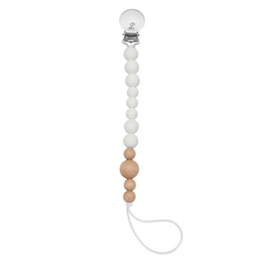 Colour Block Silicone + Wood Bead Pacifier Clip