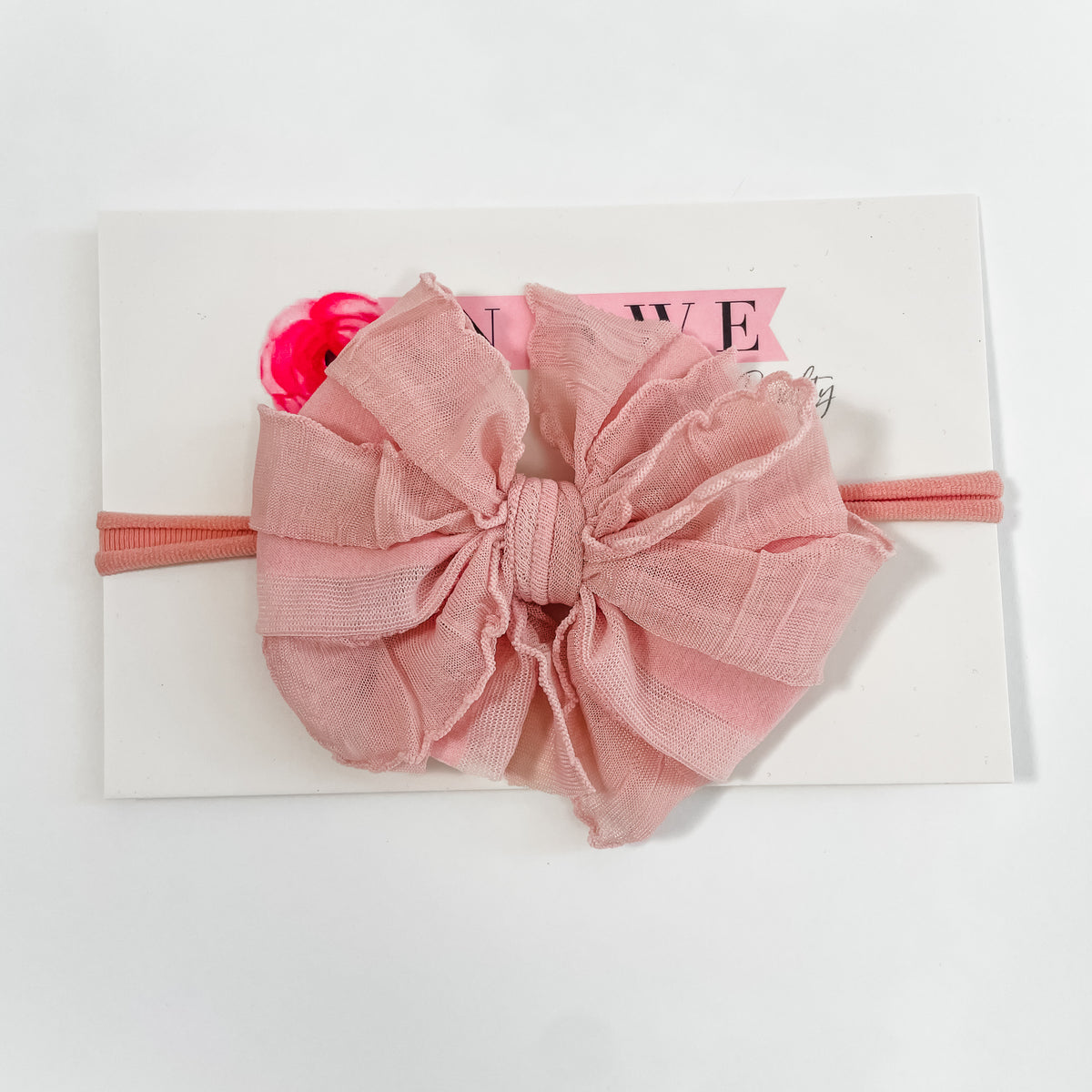 Skinny Mini Ruffle Headband - Paris Pink