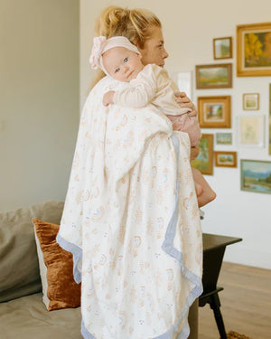 Little Unicorn Deluxe Muslin Quilted Throw (60"x72")  / Rainbows & Raindrops